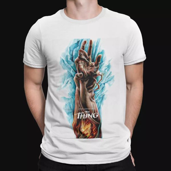 

the thing t-shirt 1980s retro movie poster aliens antarctic horror halloween 80s, White;black