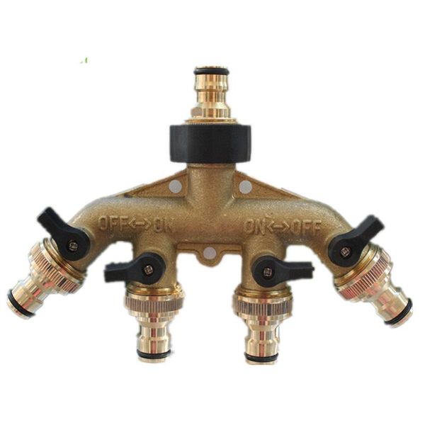 

brass 4-ways hose splitter for garden flower irrigation watering distributor lawn fittings equipments