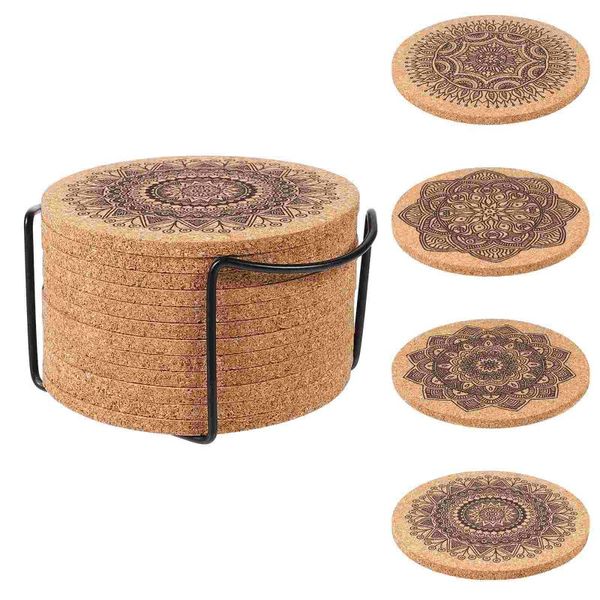 

mats & pads cabilock 1 set cork coasters absorbent drink with metal holder for home office cafe housewarming gifts