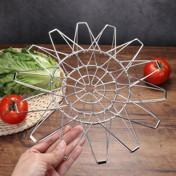 

home decor stainless steel deskserving hollowed out storage modern restaurant foldable fruit basket shape changeable baskets