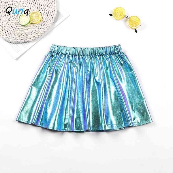 Fashion Glossy Girls Skirt 2021 New Spring Summer Crianças Plissadas Saia Para Meninas 3 4 5 6 7 8 9 10 11 12 Ano Crianças Roupas 210331