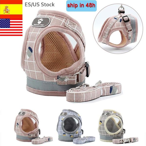 

dog collars & leashes no pull harness breathable mesh vest adjustable and leash set for small dogs reflective pet collar puppy
