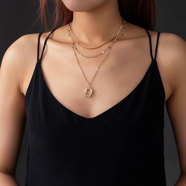 

pendant necklaces juorest multi layer boho necklace women trendy o letter summer party fashion cross gold chain jewelry, Silver