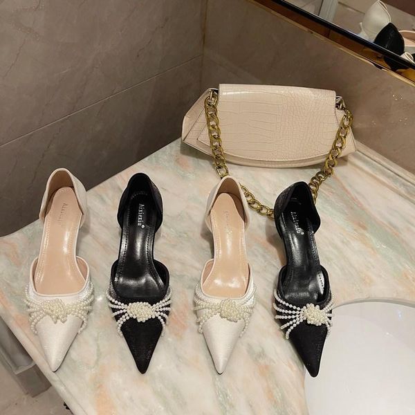 

summer shoes luxury sandals suit female beige women's heels fashion stiletto pearl black comfort girls pointed low