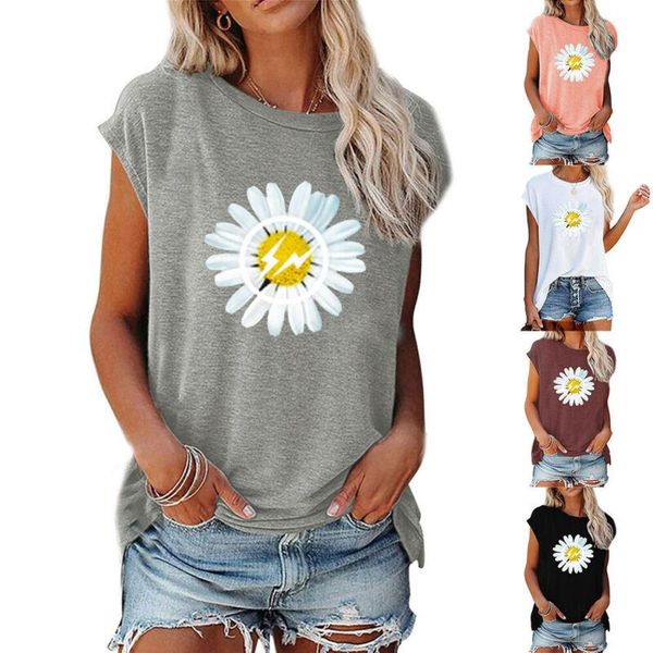 

women's t-shirt flowers t shirt women print short sleeve tees summer casual straight girls shirts, White