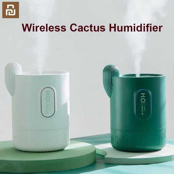 

smart home control creative mini usb wireless cactus humidifier portable charging office atmosphere lamp atomization air diffus