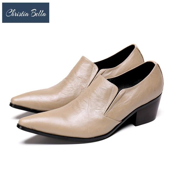 

dress shoes christia bella italian men formal solid genuine leather pointed toe wedding business, Black