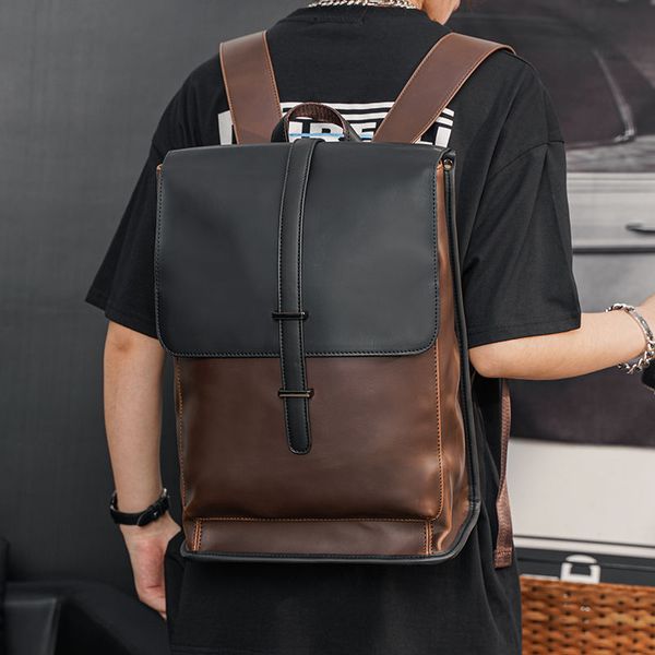 

korean style outdoor travel backpack crazy horse pu mens backpack backpack mens large capacity trendy student