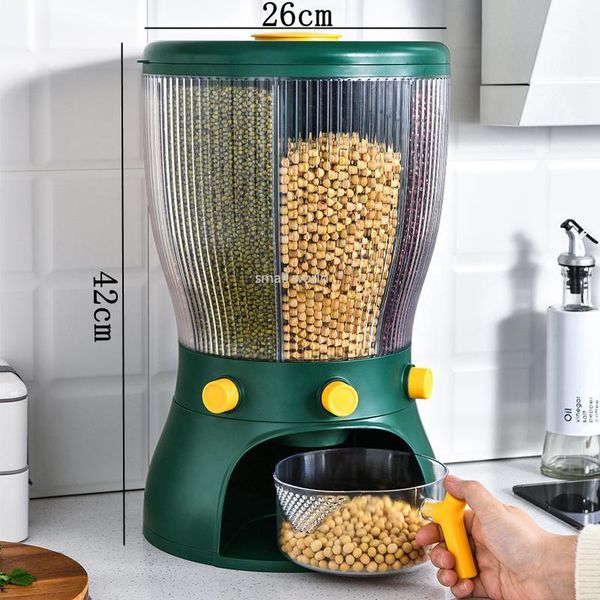 

kitchen multifunctional rice dispenser storage box nut container containers rotating sealed