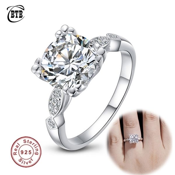 

fashion 925 sterling silver rings 10mm 3ct round engagement diamond high jewellery wedding for couples 220225, Slivery;golden