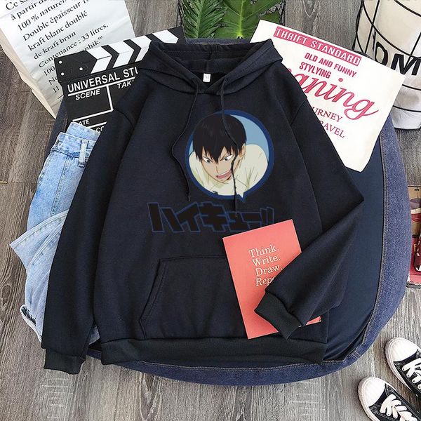 

women's hoodies & sweatshirts japanese anime haikyuu characters printing women kawaii cartoon graphic hip hop korean style clothes, Black