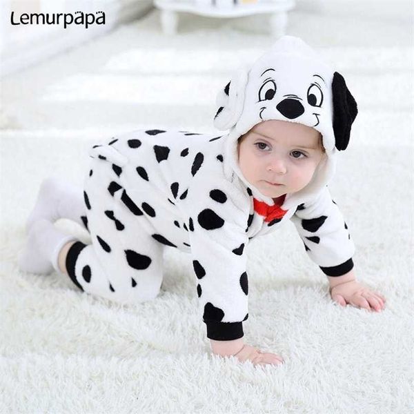 Dalmata Cosplay vestiti del bambino pagliaccetto cartone animato cucciolo di cane Kigurumis tutina nata ragazzo ragazza tuta caldo costume di Halloween 211101