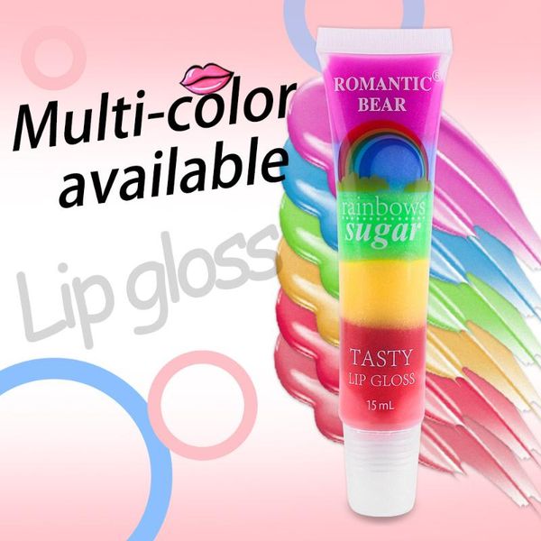 

rainbow jelly single 6-color lip gloss transparent tube nourishing pearlescent glaze net red with the same paragra