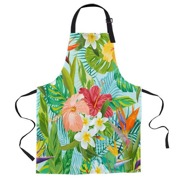 

aprons tropical plant flower leaf for women men kid cooking baking apron kitchen utility equipment accessories