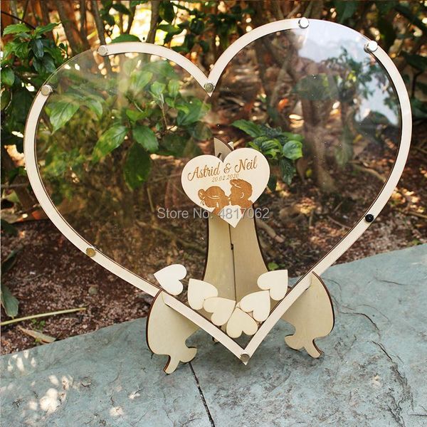 

other event & party supplies guest book heart-shaped wooden frame unique custom acrylic wedding