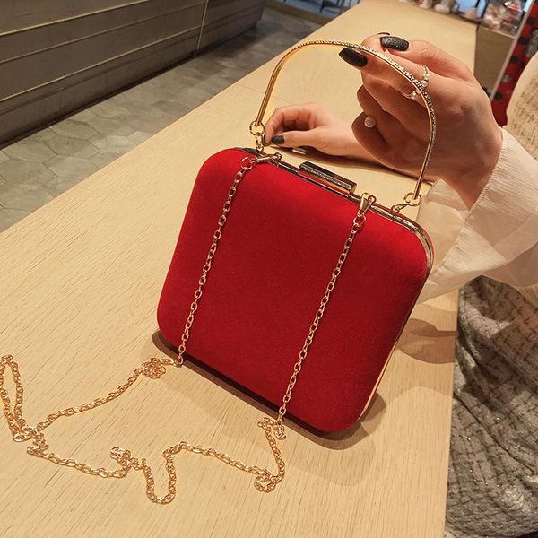 

evening bags 2021 simple red black velvet tote fashion women party wedding purses