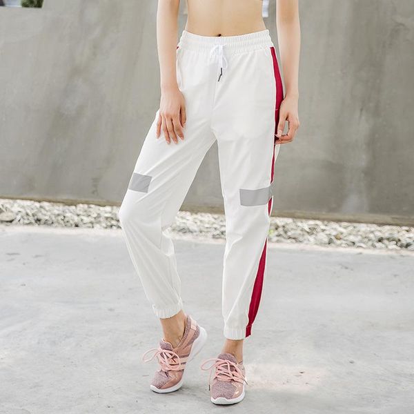 

women's pants & capris autumn and winter casual loose lady foot light-reflecting body-building speed running pants., Black;white