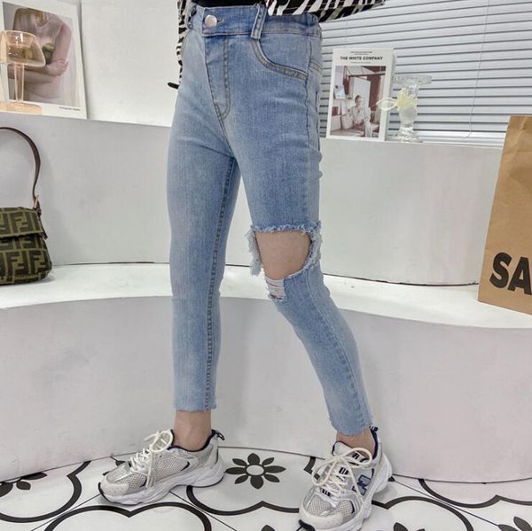 

wholesale girls denim holes pants fashion summer spring jean 4-9t a819 jeans, Blue