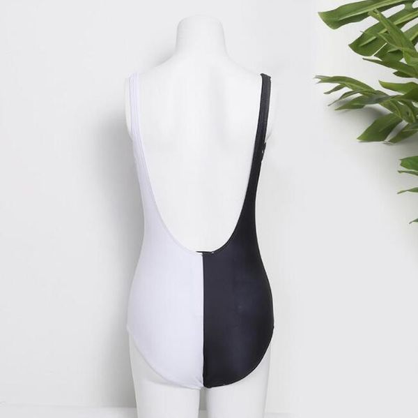 

swimsuit bikini set women hollow out black white one-piece swimwear fast send bathing suits f086, White;black