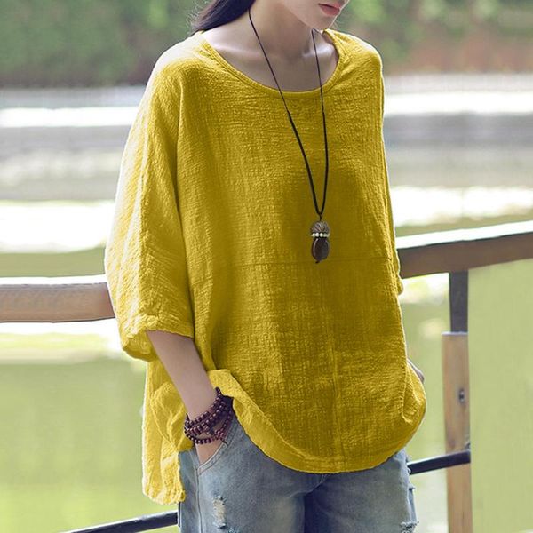 

women's blouses & shirts woman linen blouse shirt plus size solid color tunics female casual loose blusas femme summer spring clothes s, White