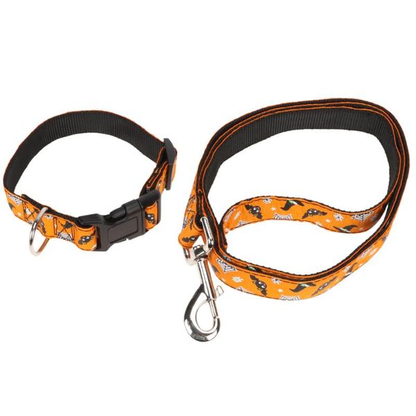 

2pcs pet collars and leash nylon adjustable halloween necklace dog set for dogs puppy & leashes