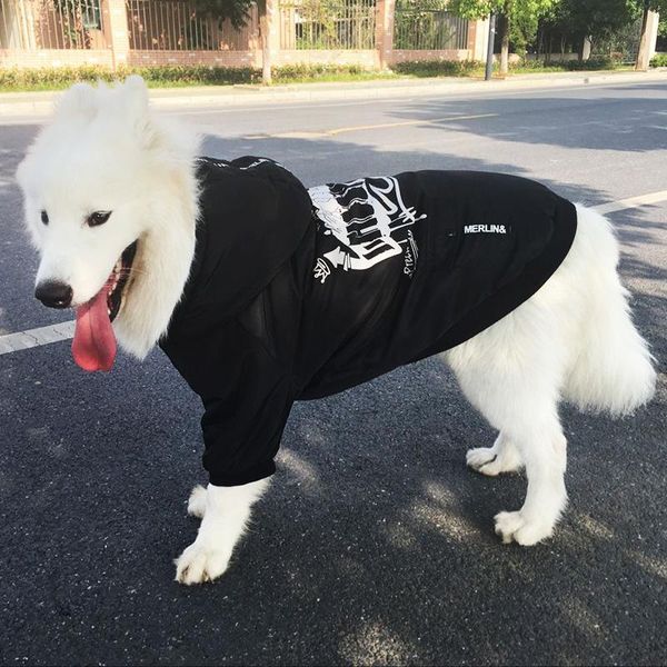

dog apparel pet clothes autumn winter warm soft black print ski for large dogs cotton cat clothing