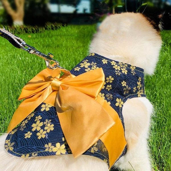 

cat collars & leads pet traction rope harness vest walking lead leash nylon cloth bowknot puppy collar dog outdoor supplies