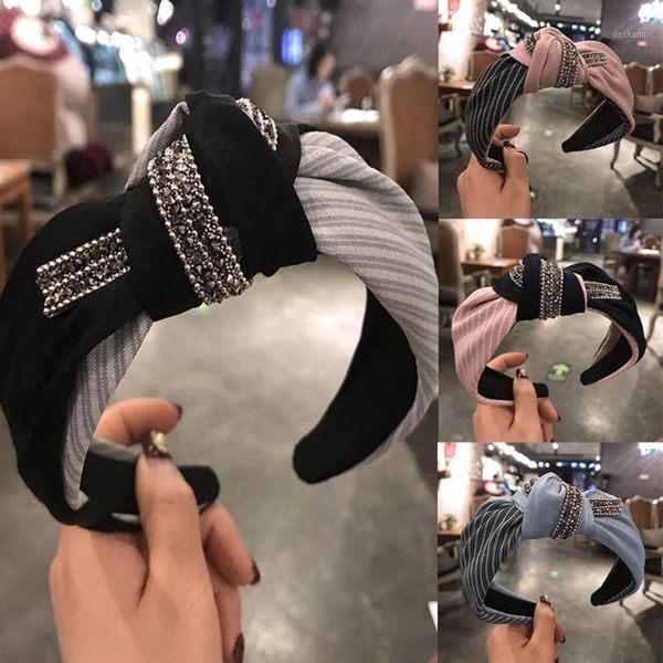 

fashion women's crystal headband wide fabric hairband head wrap hair band accessories kroean style1