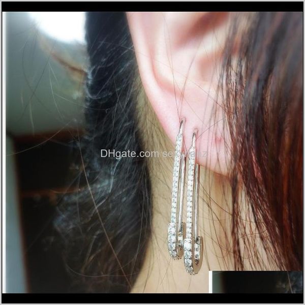

stud earrings drop delivery 2021 unique designer paperclip safety pin studs fashion elegant women jewelry gold filled delicate earring 73 t2, Golden;silver