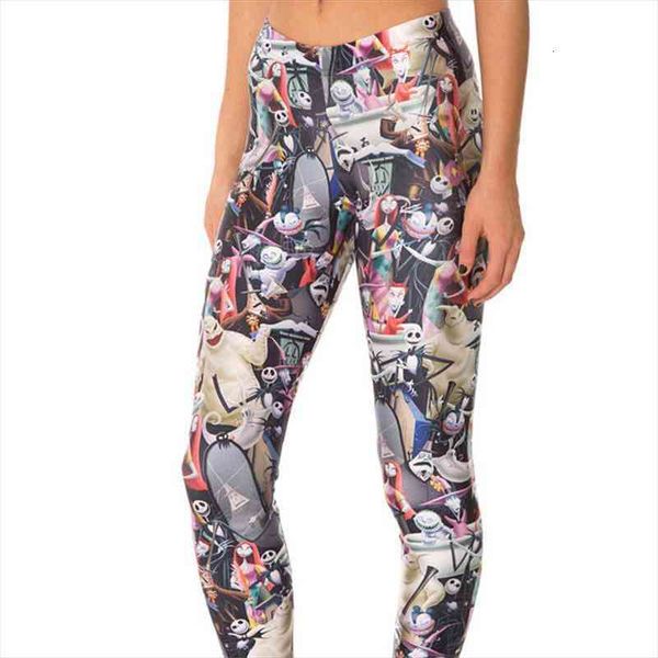 

digital cartoon print leggings women fashion fitness trousers halloween gym pants gym, Black