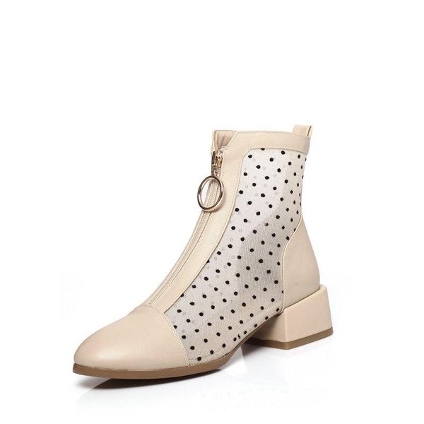 

boots ladies summer zipper decoration patchwork thick heels pumps women wedding party shoes woman size 43, Black