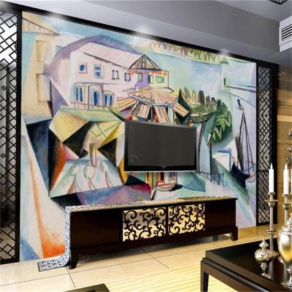 

custom size 3d po wallpaper mural living room bed picasso royan's coffee shop oil painting sofa tv backdrop wallpapers