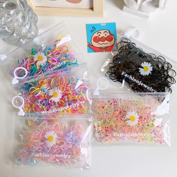 

hair accessories 300pc/set chilren girls lovely cute colorful with box elastic band scrunchies kids diy ponytail headwear, Slivery;white