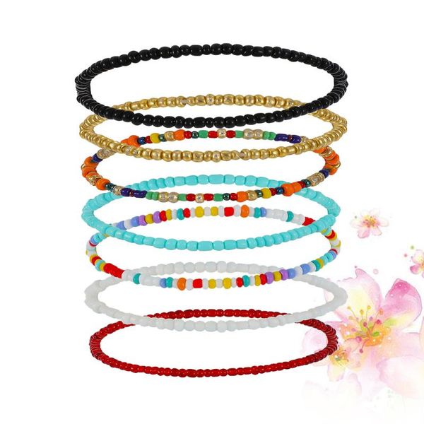 

7pcs ankle chain wrist elastic for party girls charm bracelets, Golden;silver