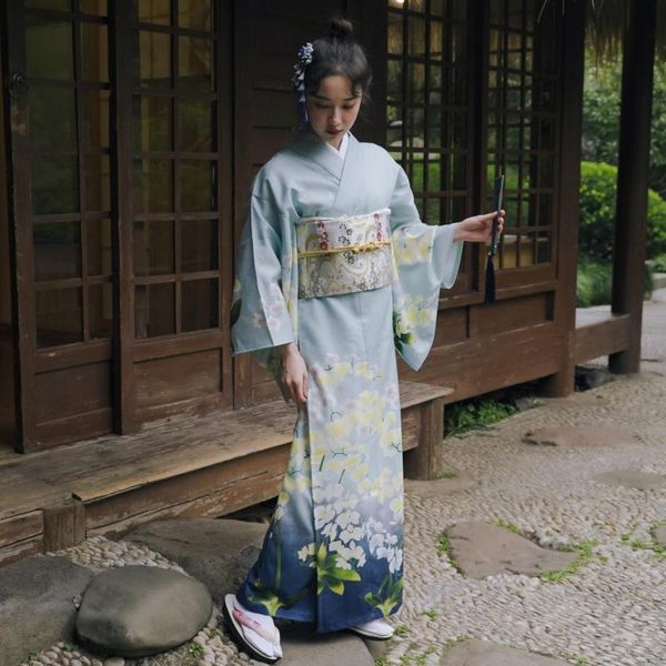 

ethnic clothing traditional japan kimono robe women yukata dress cosplay costume print flower vintage halloween carnival party up, Red