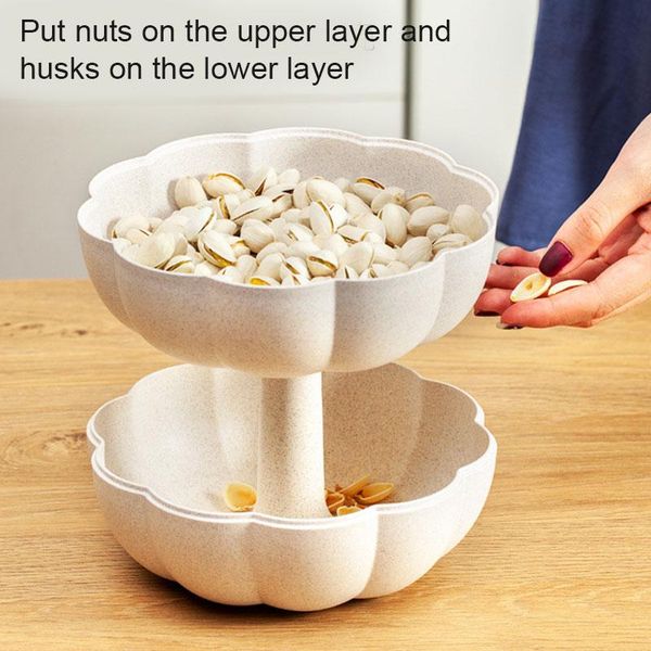 

reusable pumpkin candy dish plastic box jar double layer with lid decorative fruit nuts container tray plate thin889 storage bottles & jars