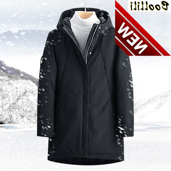 

2021 winter white duck down jacket for men warm and jackets fashion windproof coat long, Black