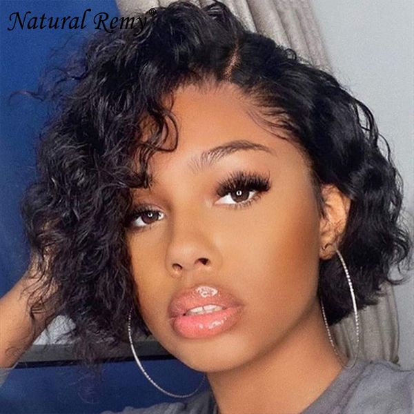 

jerry curly 13x1 lace front wigs 100% human hair 180% density, Black;brown