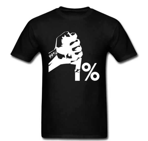 

99% 1 % revolt anarchy protest om hand t shirt tee unisex, White;black