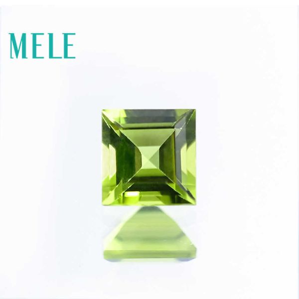 Mele Natural Peridot Стоун для изготовления ювелирных изделий, квадрат 6 ммкс6 мм вырезать зеленый свободный драгоценный камень, огонь цвет и яркий с высоким качеством H1015