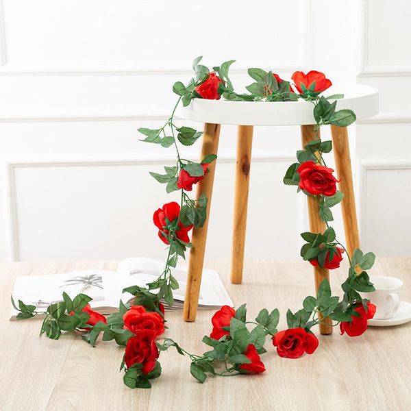 

decorative flowers & wreaths 2.2m 16heads artificial roses vine home garden fence wall hanging rattan wedding party decor fake diy wreath ga