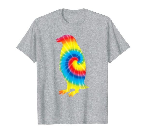 

tie dye penguin rainbow print bird animal hippie peace gift t-shirt, White;black