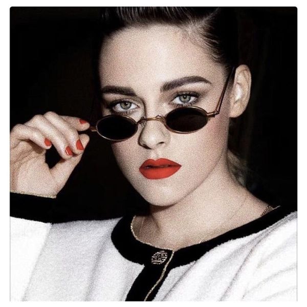 

sunglasses vintage small oval women lens alloy frame black gold sun glasses female male pink yellow shades, White;black