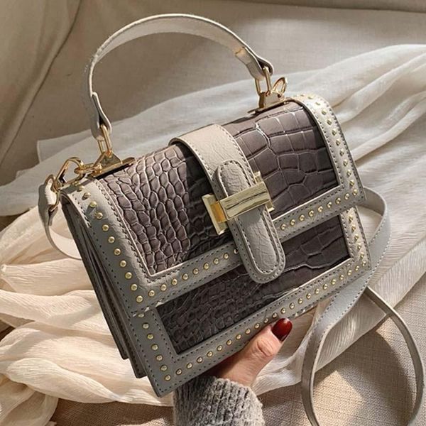 

rivets pu leather crossbody bags for women 2021 fashion shoulder messenger bag flap female travel handbags and purses cross body
