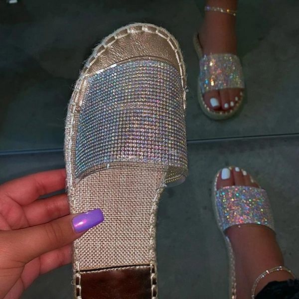 

slippers women outdoor summer slipper plus size 35-43 ladies beach slide flip flops fashion bling open toe female, Black