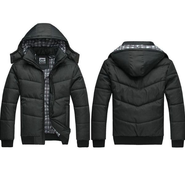 

men's wool & blends nice winter coat men quilted black puffer jacket warm male overcoat parka outwear polyester padded hooded
