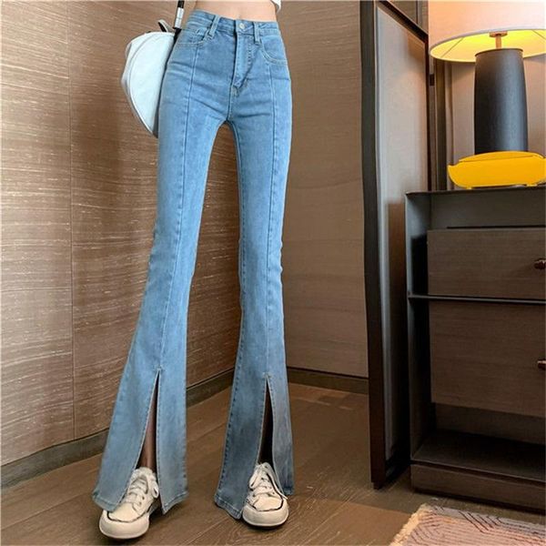 

women's jeans high waist fashion woman wide leg pants girls women flare trousers female jean femme skinny denim mom, Blue