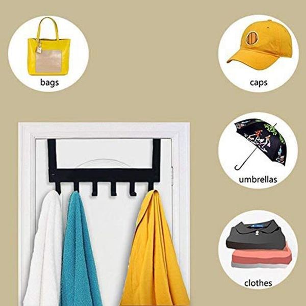 

hooks & rails over the door hanger - 2 packs hooks, 6 sturdy metal for hanging