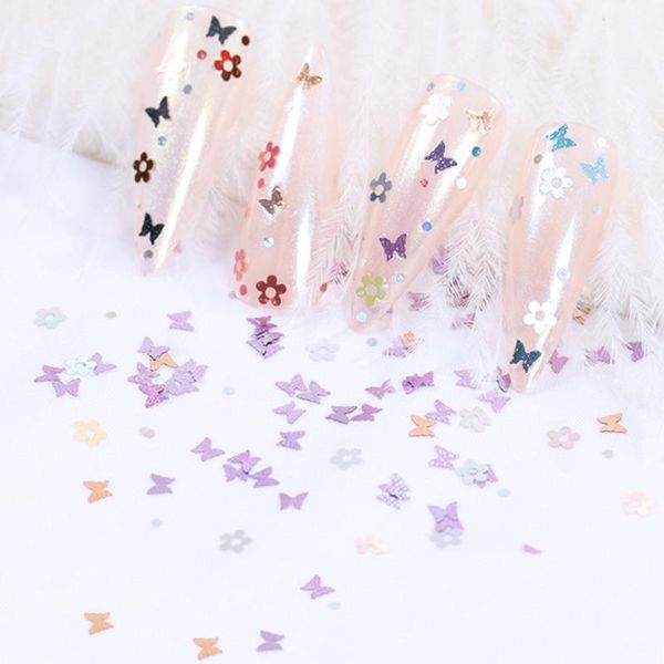 

flat plum blossom nail glitter sequin loose sequins 5mm flower paillettes butterfly sewing craft diy confetti art decorations, Silver;gold