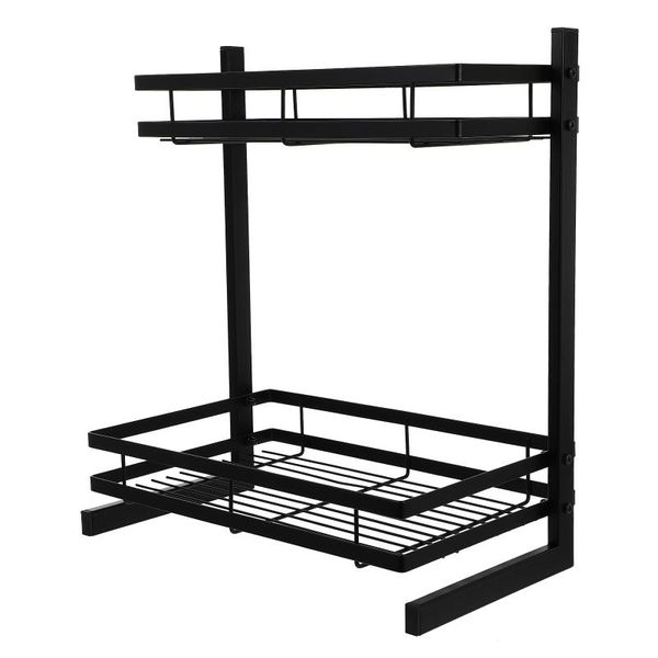

hooks & rails 1pc double-layers seasoning rack iron storage kitchen supplies